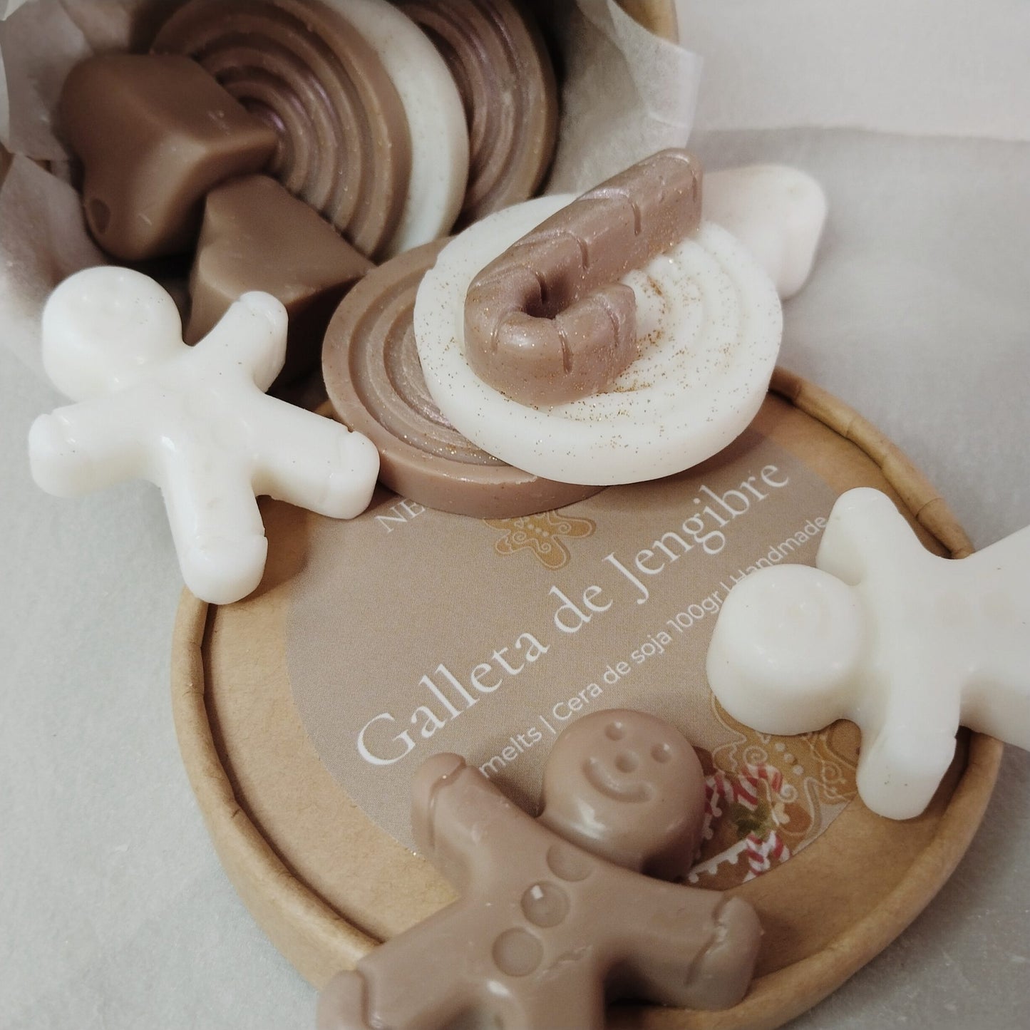 Wax melts galleta de jengibre, aroma dulce a horno recién hecho. Con cera de soja. Hecho a mano. Regalo navideño ideal. 100g