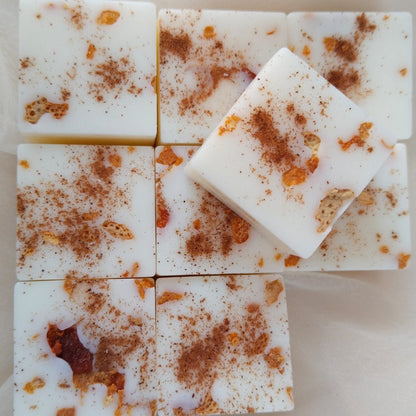Wax melts Naranja Canela detalle cera soja bombones Nelthara