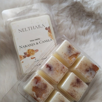 Wax melts Naranja & Canela cera de soja aroma cítrico cálido Nelthara