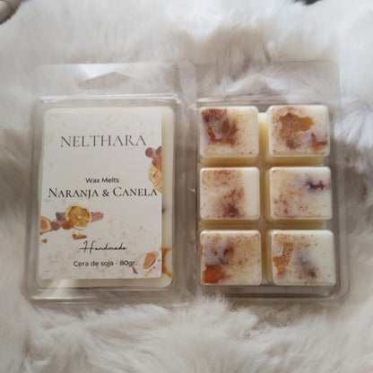Wax melts Naranja Canela clamshell cera soja artesanal Nelthara