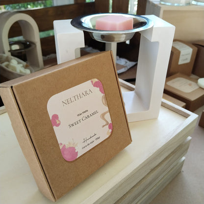 Pack quemador Alba con cajita de bombones aromáticos cera de soja regalo Nelthara