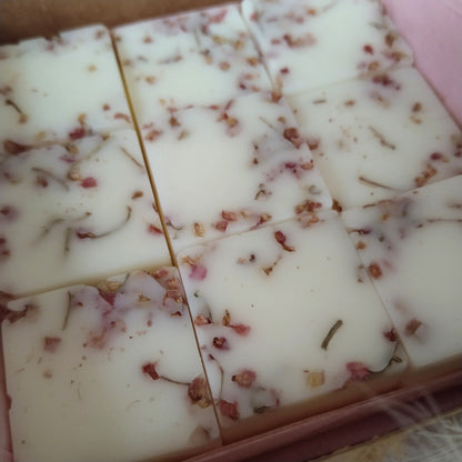 Bombones wax melts de rosa y vainilla, dulce rose, cera de soja, aromas de hogar.