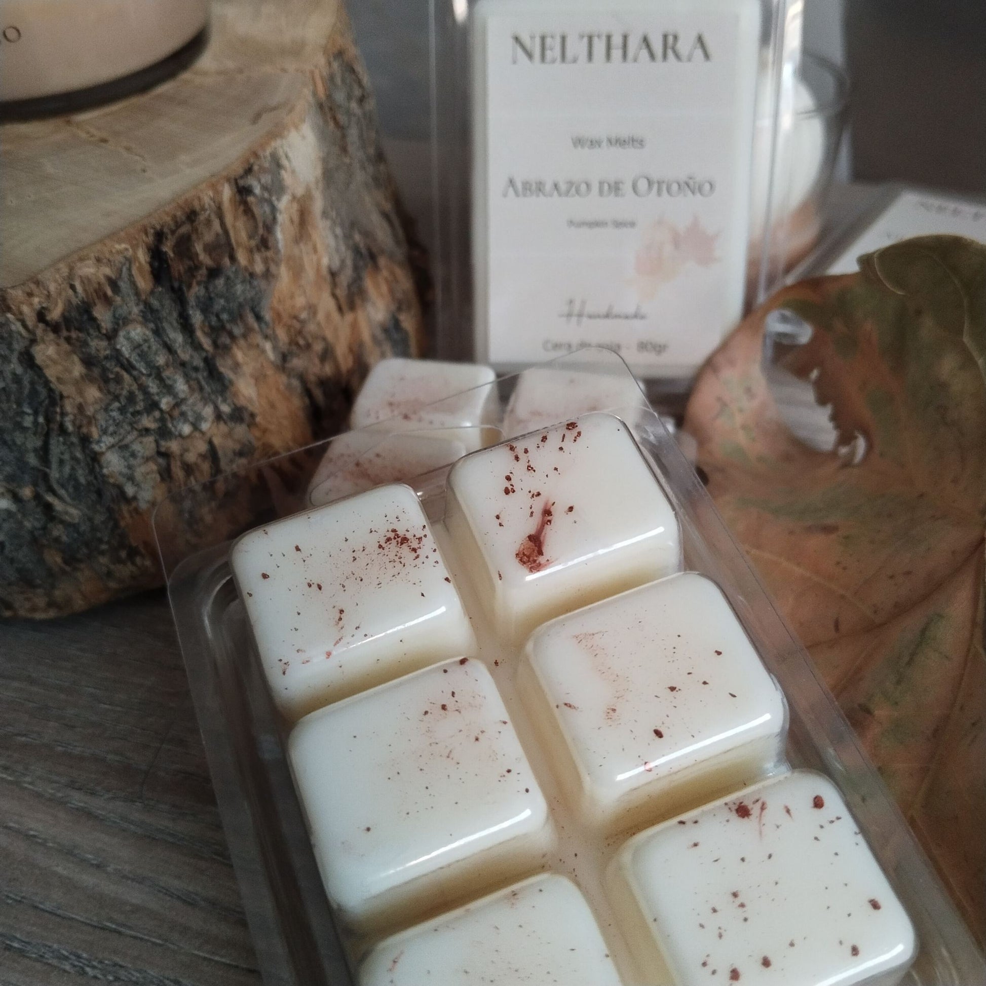 Wax melts de soja con aroma a dulce calabaza y canela. aromas para el hogar. ideal para regalar. vegano.